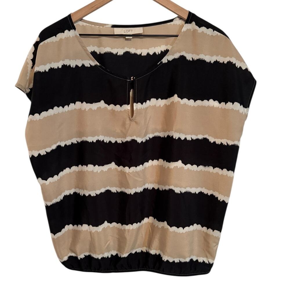 LOFT Ann Taylor Striped Cap Sleeve Blouse SZ MD